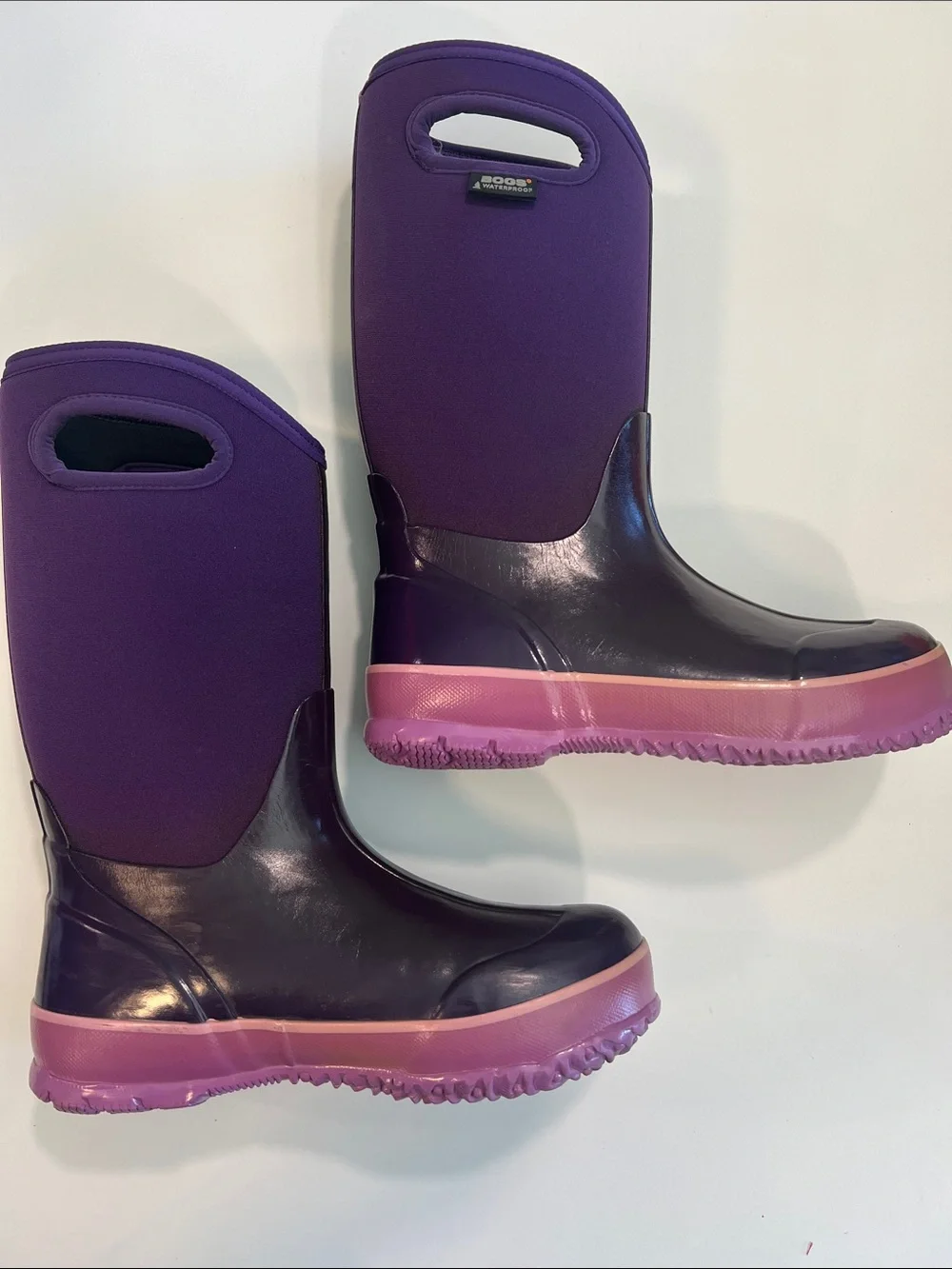 Bogs - Purple and‎ Pink, big kid 4, Neoprene Rain Boots